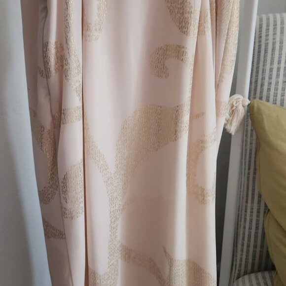 Free People Silk Wrap Slip Dress Small Gold Metallic Champagne Midi - Picture 5 of 7